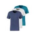 T-Shirt BRUNO BANANI Gr. S, bunt (navy, grau, meliert, petrol), Herren, Jersey, Obermaterial: 95% Baumwolle, 5% Elasthan, unifarben, Shirts Unterhemd Multipacks, mit Rundhals-Ausschnitt