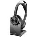 HP Poly Voyager Focus 2 UC On Ear Headset Bluetooth®, kabelgebunden Stereo Schwarz Headset, inkl. Lade- und Dockingstation