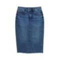 TOM TAILOR Damen Midi-Jeansrock mit Schlitz, blau, Uni, Gr. 36