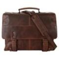 Aktentasche X-ZONE, Damen, Gr. B/H/T: 48cm x 35cm x 21cm onesize, braun (cognac), Leder, beschichtet, Taschen, echt Leder