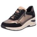 Keilsneaker RIEKER, Damen, Gr. 40, rosa (bronzefarben, schwarz), Lederimitat, kontrastfarbene Details, sportlich, Schuhe Sneaker, Freizeitschuh, Halbschuh, Schnürschuh mit Schaftrandpolsterung