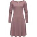 A-Linien-Kleid RAGWEAR "Appero", Damen, Gr. L (40), Normalgrößen, lila (mauve), Material: 70% Baumwolle, 30% Polyester, Basic, A-Linie ca. Mitte Oberschenkel, Rundhals, Langarm Ärmel ohne Ärmelschlitz abgesteppte Kante, Kleider, Stylisches Langarm-Kleid für den Winter