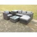 Fimous - Gartenlounge Rattan Sofa Set - Polyrattan Gartensofa Sitzgruppe 5-sitzer Gartenmöbel-Set+2 Tische mit Glas für Wintergarten, Rasen,