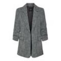 Longblazer VERO MODA "VMFRIDA LS REGULAR BLAZER NOOS", Damen, Gr. 34 (XS), schwarz detail:salt and pepper, Obermaterial: 63% Polyester, 36% Viskose, 1% Elasthan, unifarben, modisch, regular fit normal, Langarm, Blazer