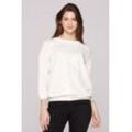 Sweater SOCCX Gr. L, weiß, Damen, Material: 79% Baumwolle, 16% Polyester, 5% Elasthan, bedruckt, Glitzermuster, Sweatshirts, mit Gummizug im Saum