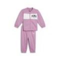 Trainingsanzug PUMA "MINICATS SQUAD JOGGER FL INF", Kinder, Gr. 104, rosa (mauved out), Fleece, Obermaterial: 68% Baumwolle, 32% Polyester, geblümt, sportlich, regular fit, Sportanzüge