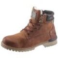 Winterboots MUSTANG SHOES, Herren, Gr. 44, braun (braun, used), Nubuklederimitat, casual, Schuhe, Schnürboots, Stiefelette, Workerboots, Kontrastbesatz, Logo-Aufnäher