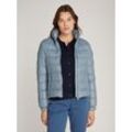 Steppjacke TOMMY HILFIGER "LW DOWN FEMININE GLOSS JACKET", Damen, Gr. XXXL (46), blau (flint blau), Web, Obermaterial: 100% Polyamid, unifarben, casual, normal kurz, Langarm verstellbar elastischer Bund mit Druckknopf, Jacken, mit leichter Wattierung