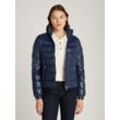 Steppjacke TOMMY HILFIGER "LW DOWN FEMININE GLOSS JACKET", Damen, Gr. L (40), blau (schwarz night navy), Web, Obermaterial: 100% Polyamid, unifarben, casual, normal kurz, Langarm verstellbar elastischer Bund mit Druckknopf, Jacken, mit leichter Wattierung