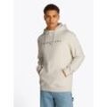 Hoodie TOMMY JEANS "TJM REG LINEAR LOGO HOODIE EXT" Gr. M, beige (oat marl), Herren, Sweatware, Obermaterial: 80% Baumwolle, 20% Polyester, meliert, Sweatshirts, mit Logo-Stickerei