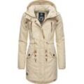 Wintermantel RAGWEAR "Elsie", Damen, Gr. XL (42), beige, Außenmaterial: 65% Polyester, 35% Baumwolle, Innenfutter: 100% Polyester, Wattierung: 100% Polyester, casual, tailliert ca. Mitte Oberschenkel, Langarm Ärmel ohne Ärmelschlitz Rippstrickbündchen mit Daumenlöchern, Mäntel, stylischer Winterparka mit Kapuze und Teddyfleece