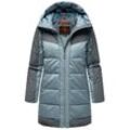 Steppjacke NAVAHOO "Samtkätzchen", Damen, Gr. L (40), blau (graublau), Obermaterial 1: 100% Polyester; Obermaterial 2: 95% Polyester, 5% Elasthan; Futter: 100% Polyester, Ärmelfutter: 100% Polyester, Wattierung: 100% Polyester, modisch, figurumspielend Po-bedeckend, hoch geschlossener Ausschnitt, Langarm Ärmel mit Ärmelschlitz Rippstrickbündchen, Jacken, Modischer, gesteppter Damen Winter Kurzmant