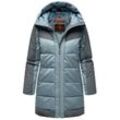 Steppjacke NAVAHOO "Samtkätzchen", Damen, Gr. M (38), blau (graublau), Obermaterial 1: 100% Polyester; Obermaterial 2: 95% Polyester, 5% Elasthan; Futter: 100% Polyester, Ärmelfutter: 100% Polyester, Wattierung: 100% Polyester, modisch, figurumspielend Po-bedeckend, hoch geschlossener Ausschnitt, Langarm Ärmel mit Ärmelschlitz Rippstrickbündchen, Jacken, Modischer, gesteppter Damen Winter Kurzmant