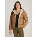 Steppjacke TOMMY HILFIGER "REVERSIBLE LW PADDED JACKET", Damen, Gr. S (36), beige (safari canvas), Web, Obermaterial: 100% Polyester, unifarben, casual, normal hüftlang, Langarm elastischer Bund, Jacken, mit reversible Tragemöglichkeit, leichte Wattierung, Logo-Patch