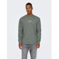 Sweatshirt ONLY & SONS "ONSCURATED REG CREW NECK SWEAT", Herren, Gr. M, grau (castor gray), angeraute Sweatware, Obermaterial: 65% Baumwolle, 35% Polyester, Abriebeffekte, modisch, regular fit, Rundhals, Langarm Rippbündchen, Sweatshirts