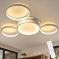 Led Deckenleuchte Deckenlampe Wohnzimmer - Weiß Schlafzimmerlampe mit Fernbedienung Dimmbar 52W Modern Wohnzimmerlampe mit 4 Metall Ringe Design für