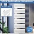 Sonni - Design Heizkörper Flach 1590 x 600 mm Badheizkörper Mittelanschluss seitlich Handtuchtrockner Bad,1593 Watt weiss