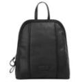 Cityrucksack BODENSCHATZ, Gr. B/H/T: 27cm x 24cm x 10cm, schwarz, Rindsleder, Leder, Strukturmuster, casual, Rucksäcke, echt Leder