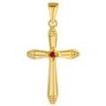 Kreuz-Anhänger FIRETTI "Schmuck Geschenk Gold 375 Halsschmuck Anhänger Halskette Kreuz", gold (gelbgoldfarben, rot, rot), Schmuckanhänger, Damen, Gelbgold 375, 0,75 g, mit Rubin