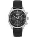 Chronograph BOSS "GREGOR, 1514049", schwarz, Armbanduhren, Herren, Quarzuhr, Herrenuhr, Armbanduhr, Stoppfunktion, Lederarmband