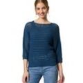 Strickpullover ZERO "zero Pullover mit Lochmuster", Damen, Gr. 34, blau (ensign blau), Strick, Obermaterial: 50% Baumwolle, 50% Polyacryl. Ärmelfutter: ohne Futter., unifarben, casual, figurumspielend normal, U-Boot-Ausschnitt, Langarm weit Bündchen, Pullover, Lochmuster