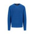 Strickpullover FYNCH-HATTON, Herren, Gr. 4XL, blau (strong blau), Strick, Obermaterial: 100% Baumwolle, unifarben, casual, regular fit taillenbedeckt, Rundhals, Langarm Rippbündchen, Pullover, mit Logo Stickerei