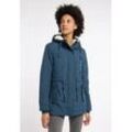 Parka RAGWEAR "MONADIS WARM", Damen, Gr. S (36), blau (night blau), Web, Obermaterial: 100% Polyester, unifarben, casual, Langarm Rippbündchen, Jacken, wasserabweisende Übergangsjacke mit wärmendem Teddyplüsch Futter