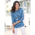 Print-Shirt INSPIRATIONEN "Shirt", Damen, Gr. 36, blau (jeansblau, bedruckt), 50% Baumwolle, 50% Modal, geblümt, gemustert, mehrfarbig, bedruckt, U-Boot-Ausschnitt, 3/4-Ärmel, Shirts