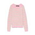 Rundhalspullover VERO MODA "VMDOFFY LS O-NECK BLOUSE GA NOOS", Damen, Gr. L (40), pink, a, boo stripes:birch, Strick, Obermaterial: 94% Polyester, 3% Elasthan, 3% Nylon, gestreift, modisch, regular fit, Rundhals, Langarm Rippbündchen, Pullover