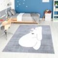 Kinderteppich CARPET CITY "ANIME921", grau, B:190cm H:11mm L:280cm, Polypropylen (PP), Teppiche, Kinderzimmer Teppich Modern mit Mond, Blumen, Wolken, Creme, Multi