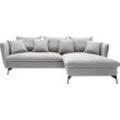 Ecksofa ANDAS "LIVORNO,258 cm, L-Form", grau (hellgrau), B:258cm H:91cm, 100% Polyester, PU-Schaum und Nosag-Federung., Federung Ottoman : 12 x Feder Type B 1650mm, Ferderung 2 Sitzer: 10 x Feder Type B 650 mm, Sitz und Funktion: Schaum T30/40 8 cm., Sofas, Schlaffunktion u. Bettkasten (139/224cm), Samt, Struktur, Webstoff