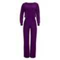 Jumpsuit WINSHAPE "JS101LSC", Damen, Gr. L, Normalgrößen, lila (schwarz plum), 85% Polyester, 15% Elasthan, Rundhals, Langarm, Overalls, Functional Comfort