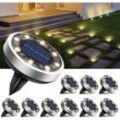 10er Pack Solar Bodenstrahler, 8 led Außen Garten Solarleuchten Wasserdicht IP65 Solarleuchte, Außen Solarstrahler für Wege Rasen Terrasse Einfahrt