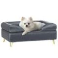 PawHut Hundesofa Hundecouch mit Kissen, Waschbarer Bezug, Haustiersofa Grau