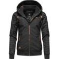 Winterjacke RAGWEAR "Nuggie Zig Zag Intl.", Damen, Gr. XS (34), schwarz, Obermaterial: 100% Polyester, Innenfutter: 100% Polyester, Wattierung: 100% Polyester, modisch, gerade hüftbedeckend, hoch geschlossener Ausschnitt, Jacken, stylische Damen Freizeitjacke mit Muster