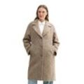 Kurzmantel TOM TAILOR, Damen, Gr. L (40), beige (cosy beige melange structure), Strick, Obermaterial: 70% Polyester, 30% Wolle. Futter: 100% Polyester, meliert, unifarben, casual, bequem ca. Mitte Oberschenkel, V-Ausschnitt, Langarm 1-Knopf-Manschette, Mäntel, mit Wollanteil