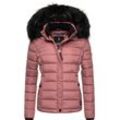 Steppjacke NAVAHOO "Miamor", Damen, Gr. S (36), rosa (altrosa), Oberstoff: 100% Polyester, Futter: 100% Polyester, Wattierung: 100% Polyester, Ärmelfutter: 100% Polyester, Kunstpelz: 90% Polyacryl, 10% Polyester, casual, figurbetont Po-bedeckend, Langarm Ärmel ohne Ärmelschlitz Rippstrickbündchen kontrastfarben, Jacken, hochwertige Winterjacke m. voluminöser Kunstpelz-Kapuze