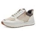 Keilsneaker TAMARIS "Almina", Damen, Gr. 36, weiß (ivory kombiniert), Textil, Lederimitat, sportlich, Schuhe, Freizeitschuh, Halbschuh, Schnürschuh mit praktischem Wechselfußbett