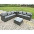 Fimous - Gartenlounge Rattan Sofa Set Gartenmöbel Set Sitzgruppe 6-sitzer Polyrattan Gartensofa 2 Tische mit Glas für Wintergarten, Rasen,