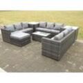 Poly Rattan Gartenmöbel Set Balkonmöbel Set 10-sitzer Gartenlounge Sofa Set Sitzgruppe aus Gartensofa,Sessel,Hocker Dunkelgrau Gemischt - Fimous