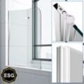 Vingo - Badewannenaufsatz Faltwand Badewanne Badewannenaufsatz Duschwand 180° esg nano Easy Clean Glas 2-teilig faltbar 100140CM Silber