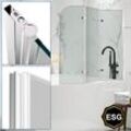 Badewannenaufsatz Faltwand Badewanne Badewannenaufsatz Duschwand 180° esg nano Easy Clean Glas 3-teilig faltbar 120140CM Silber - Swanew