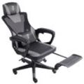 Gaming Stuhl im modernen Racing-Design mit einklappbarer Fußstütze - Gaming Chair mit flexiblen Armlehnen - ergonomischer Gaming Schreibtischstuhl mit extra Stützkissen