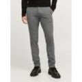 Chinos JACK & JONES "JPSTMARCO JJHENRY CHINO SN" Gr. 29, Länge 32, grau (grau melange detail:herringbone), Herren, Web, Obermaterial: 72% Baumwolle, 17% Polyester, 9% Viskose, 2% Elasthan, meliert, Hosen