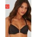 Neckholder-BH LASCANA, Damen, Gr. 100, Cup B, schwarz (schwarz, bronzefarben), Microtouch, Obermaterial: 82% Polyamid (TACTEL), 18% Elasthan (LYCRA), feminin, BHs, mit Vorderverschluss und Spitze in einem schimmernden Bronzeton