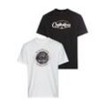 T-Shirt QUIKSILVER "FLYING DISC UNDERTO SHORT SLEEVE PACK YM", Herren, Gr. M, schwarz-weiß (weiß, schwa), Obermaterial: 100% Baumwolle, sportlich, Kurzarm, Shirts