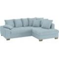 Ecksofa MR. COUCH "Nikita II, L-Form", blau, B:243cm H:88cm T:190cm, Stripes (92% Polyester / 8% Nylon), Sofas, Wahlweise mit Kaltschaum, EasyBett, Bettkasten