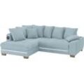 Ecksofa MR. COUCH "Nikita II, L-Form", blau (stripes 8624 blau grau), B:243cm H:88cm T:190cm, Stripes (92% Polyester / 8% Nylon), Sofas, RGB-LED, Bluetooth-Soundsystem, wahlweise mit Bett, Bettkasten