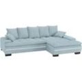 Ecksofa MR. COUCH "Haiti II, L-Form", blau (stripes 8624 blau grau), B:280cm H:87cm T:180cm, Stripes (92% Polyester / 8% Nylon), Sofas, RGB-LED Beleuchtung, Kaltschaum, wahlweise mit Bett, Bettkasten