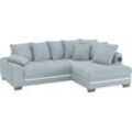 Ecksofa MR. COUCH "Nikita II, L-Form", blau (stripes 8624 blau grau), B:243cm H:88cm T:190cm, Stripes (92% Polyester / 8% Nylon), Sofas, mit Kaltschaum, RGB-LED, Soundsystem, wahlweise mit Bett, Bettkasten